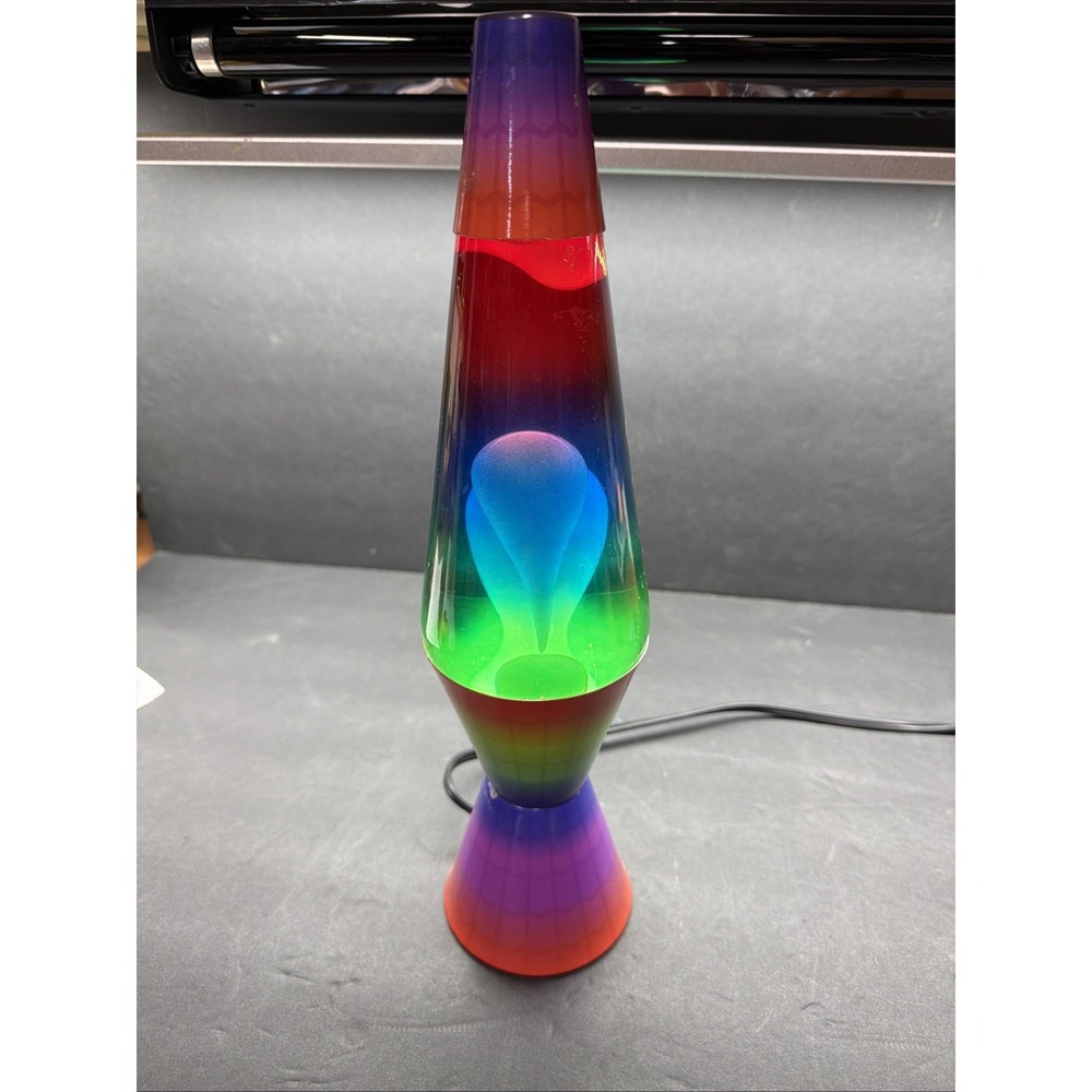 LAVA Brand 14.5" 20 oz Color Max Rainbow Lava Lamp White Lava